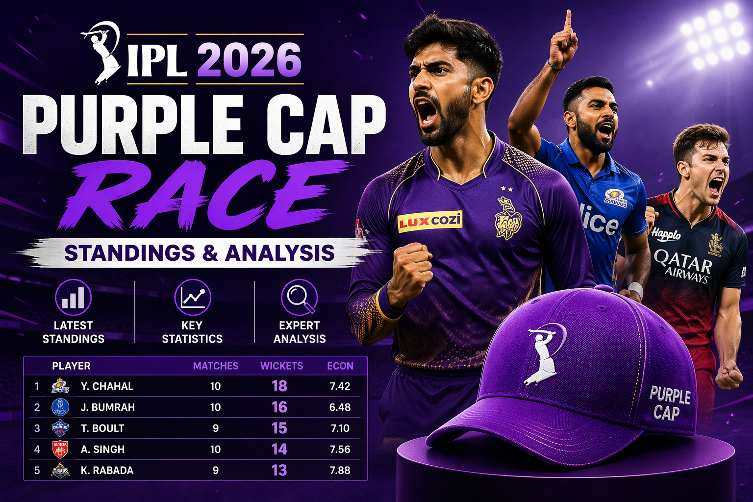 The Purple Cap Race is Heating Up: 5 Bowlers Within 2 Wickets of the Lead